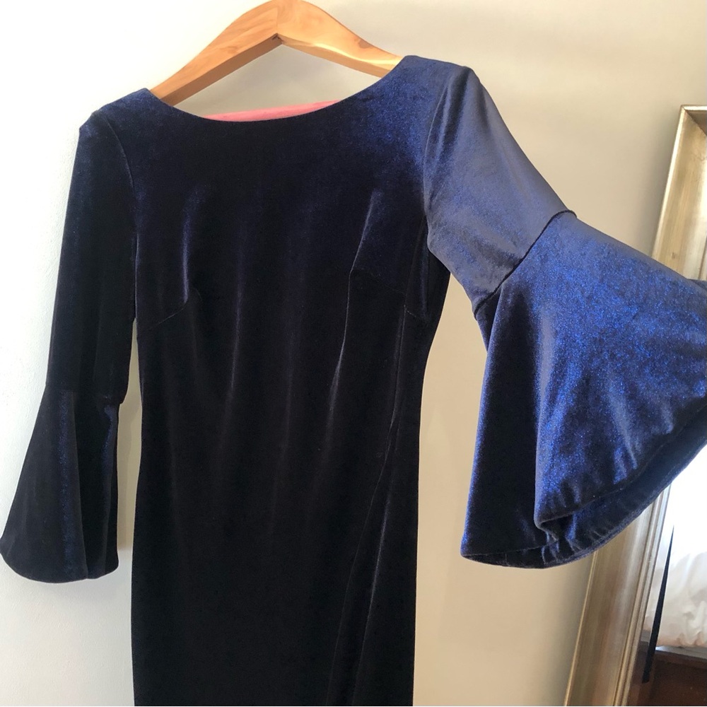 Calvin Klein Elegant Blackish Blue Velvet Dress